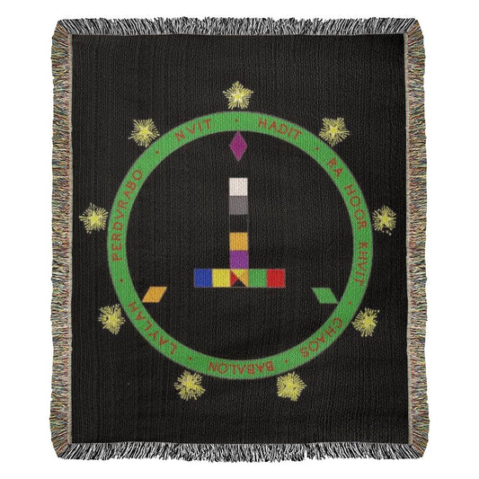 Front view of Heirloom Woven Blanket - Thelemic Magick Circle